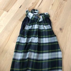 J.Crew Women's Black Tie-neck Top In Stewart Plaid